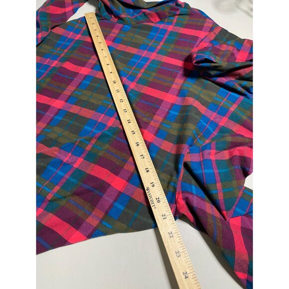 Talbots Womens Plaid Long Sleeve Turtleneck Tee Top Size XL Holiday CJ. Jill Flo - Picture 4 of 13